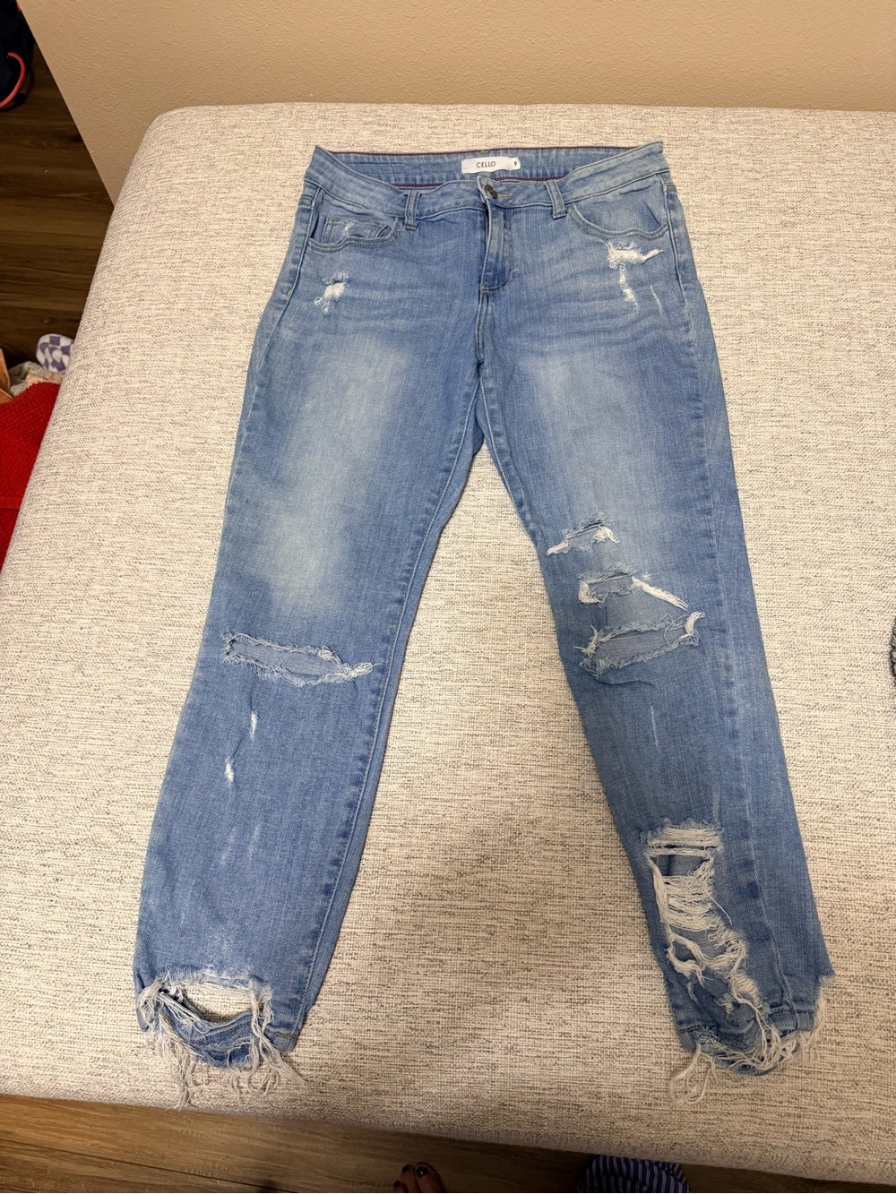 Cello Light Blue Distressed Boyfriend Jeans
